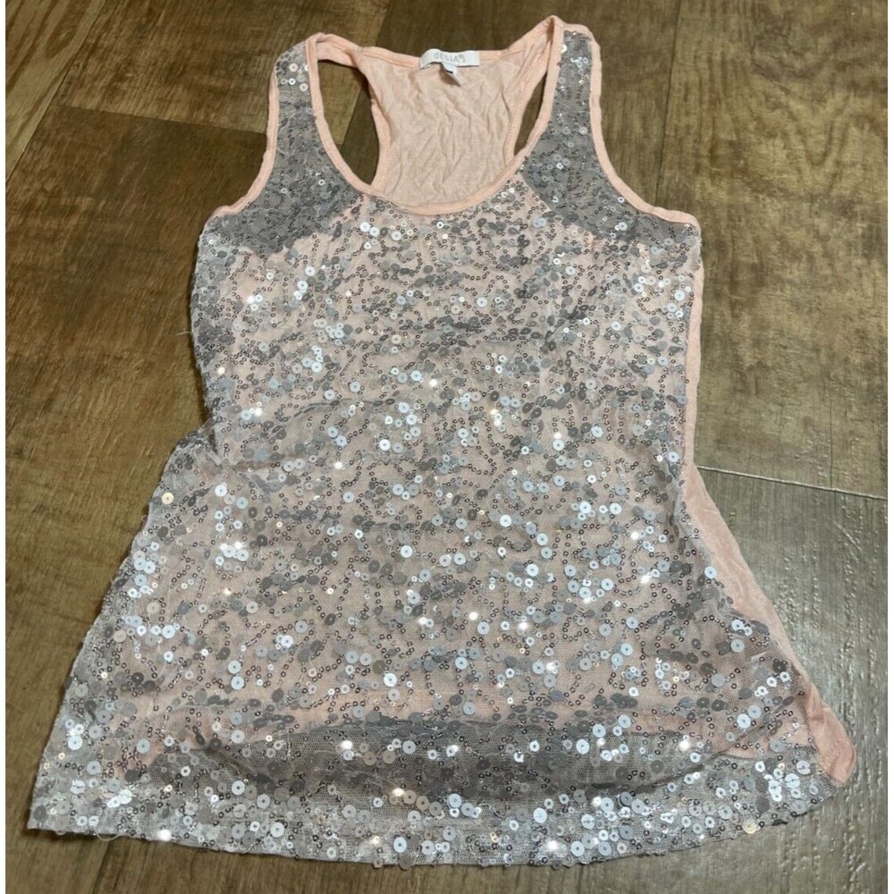 Delias Top Womens XS Tank Top Pink Sequins Sleeveless